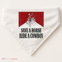 Save A Horse Ride A Cowboy Skeleton Western Country USA-Made Doggie Bandana thumb 0
