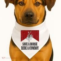 Save A Horse Ride A Cowboy Skeleton Western Country USA-Made Doggie Bandana thumb 1