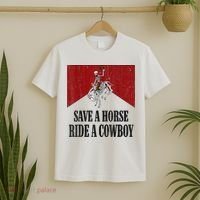 Save A Horse Ride A Cowboy Skeleton Western Country T-Shirt thumb 2