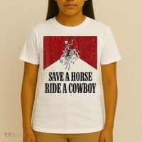 Save A Horse Ride A Cowboy Skeleton Western Country T-Shirt thumb 4