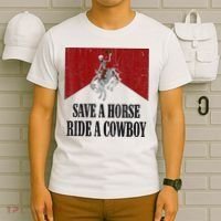 Save A Horse Ride A Cowboy Skeleton Western Country T-Shirt thumb 6