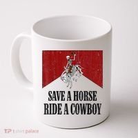 Save A Horse Ride A Cowboy Skeleton Western Country Coffee Mug thumb 0