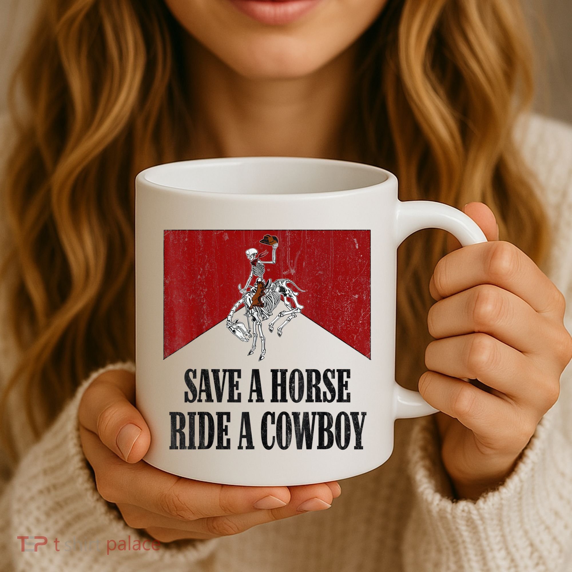 Save A Horse Ride A Cowboy Skeleton Western Country Coffee Mug