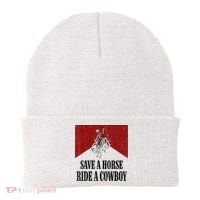 Save A Horse Ride A Cowboy Skeleton Western Country Beanie thumb 0