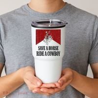 Save A Horse Ride A Cowboy Skeleton Western Country Tumbler thumb 2