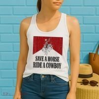 Save A Horse Ride A Cowboy Skeleton Western Country Women's Tank Top thumb 2