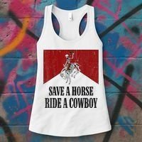 Save A Horse Ride A Cowboy Skeleton Western Country Women's Tank Top thumb 3