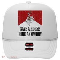 Save A Horse Ride A Cowboy Skeleton Western Country Hat thumb 0