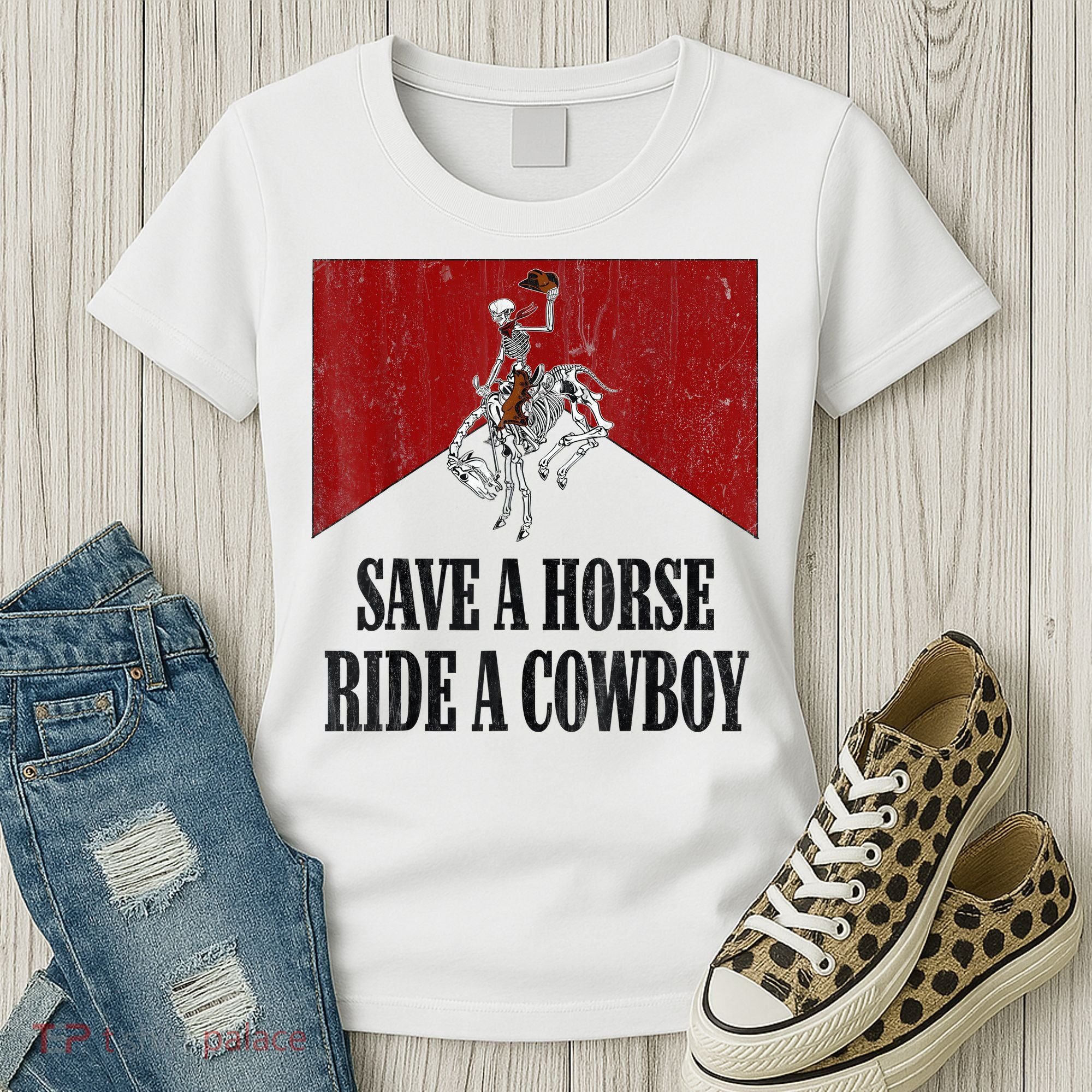 Save A Horse Ride A Cowboy Skeleton Western Country Women's T-Shirt