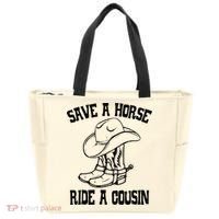 Save A Horse Ride A Cousin All Trash No Trailer Trash YAll Tote Bag thumb 0