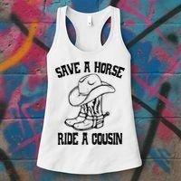 Save A Horse Ride A Cousin All Trash No Trailer Trash YAll Women's Tank Top thumb 3