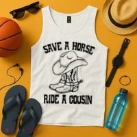 Save A Horse Ride A Cousin All Trash No Trailer Trash YAll Tank Top thumb 4