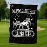 Save A Horse Ride Me Funny Cowboy Golf Towel thumb 1