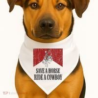 Save A Horse Ride A Cowboy Skeleton Western Country USA-Made Doggie Bandana thumb 1