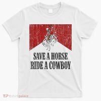 Save A Horse Ride A Cowboy Skeleton Western Country T-Shirt thumb 0