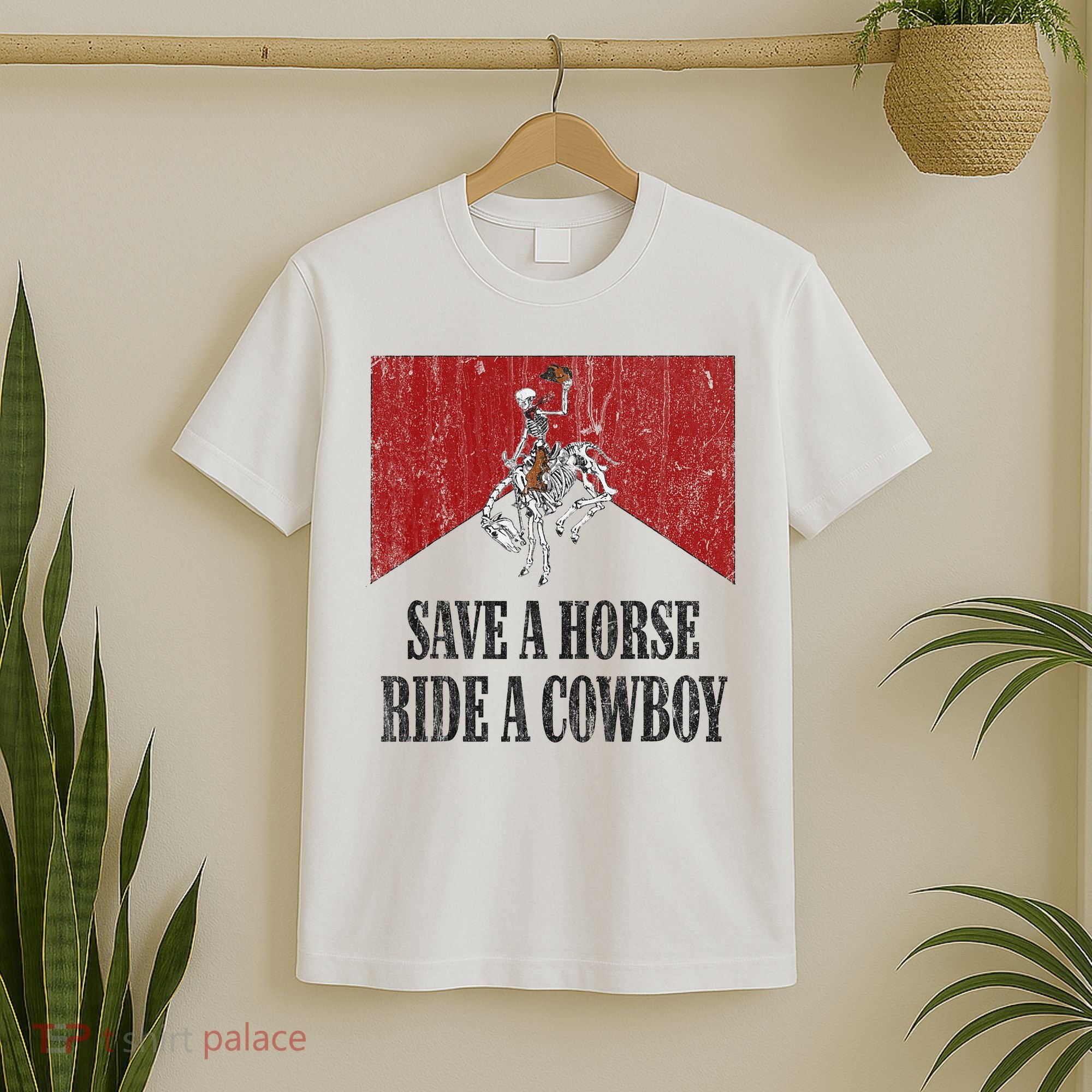 Save A Horse Ride A Cowboy Skeleton Western Country T-Shirt