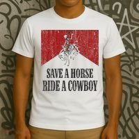 Save A Horse Ride A Cowboy Skeleton Western Country T-Shirt thumb 3