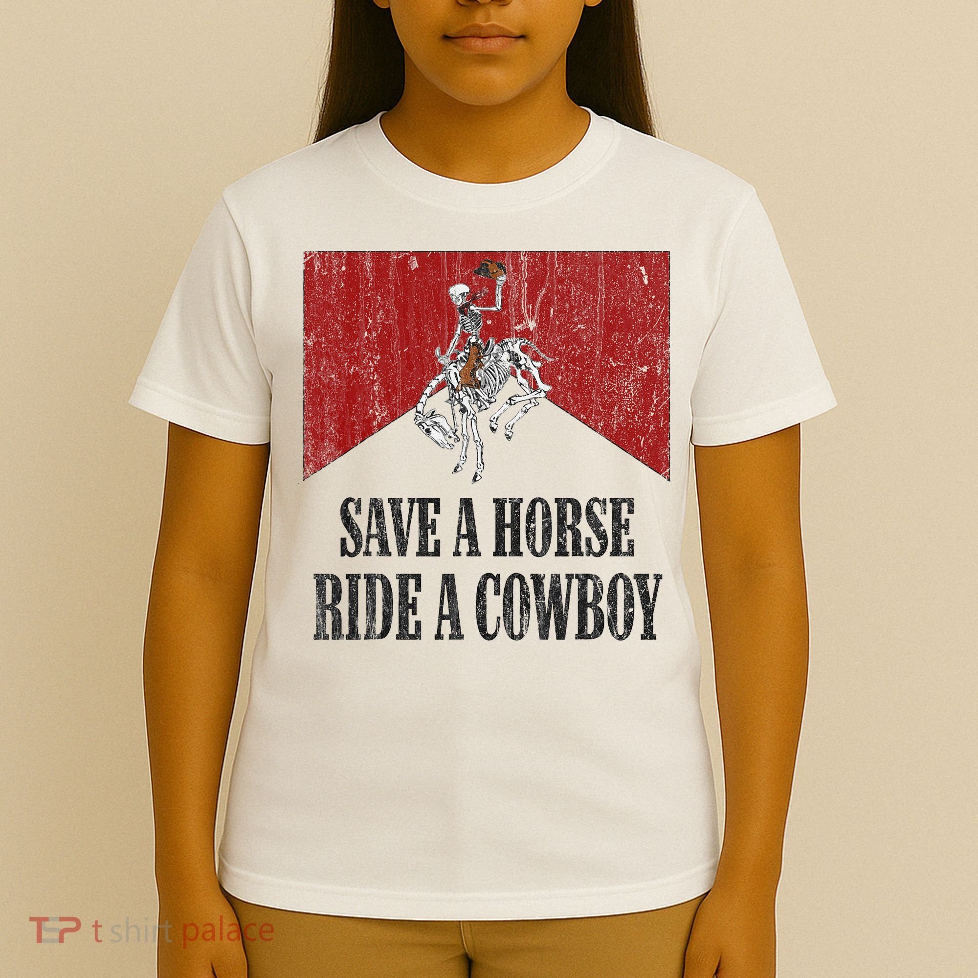 Save A Horse Ride A Cowboy Skeleton Western Country T-Shirt