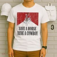 Save A Horse Ride A Cowboy Skeleton Western Country T-Shirt thumb 6