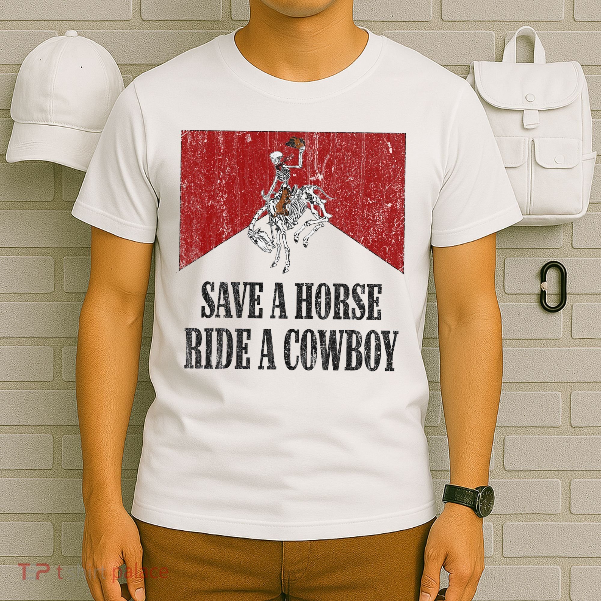 Save A Horse Ride A Cowboy Skeleton Western Country T-Shirt
