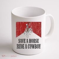 Save A Horse Ride A Cowboy Skeleton Western Country Coffee Mug thumb 1