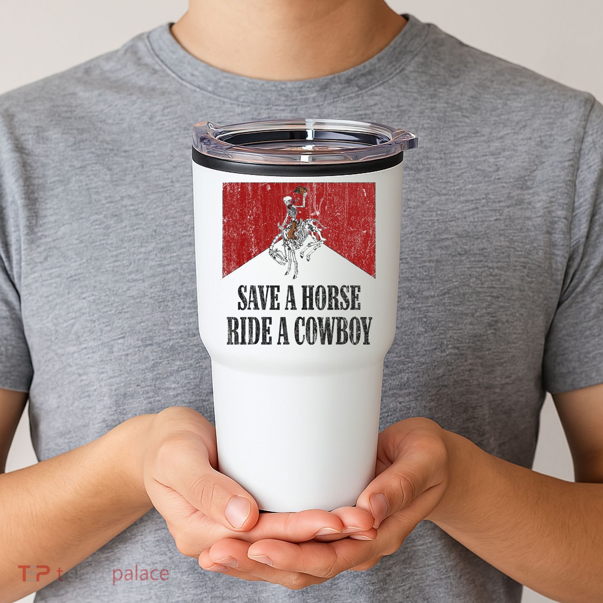 Save A Horse Ride A Cowboy Skeleton Western Country Tumbler