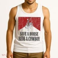 Save A Horse Ride A Cowboy Skeleton Western Country Tank Top thumb 3