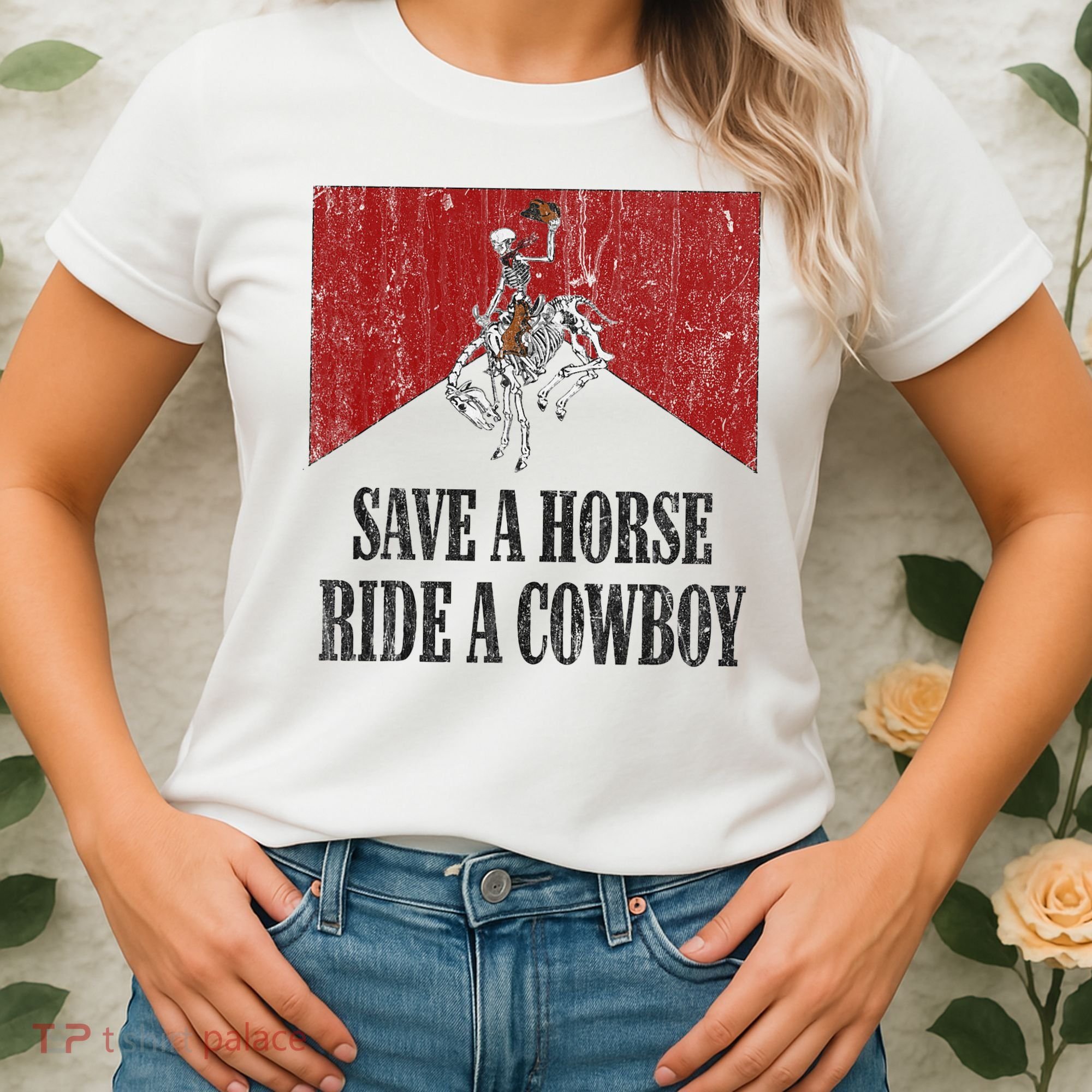 Save A Horse Ride A Cowboy Skeleton Western Country Women's T-Shirt