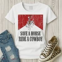 Save A Horse Ride A Cowboy Skeleton Western Country Women's T-Shirt thumb 3