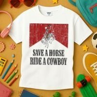 Save A Horse Ride A Cowboy Skeleton Western Country Kids T-Shirt thumb 3