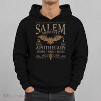 Salem Apothecary Herbalist Witch Wiccan Beige Bat Hoodie thumb 0