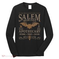 Salem Apothecary Herbalist Witch Wiccan Beige Bat Long Sleeve Shirt thumb 0