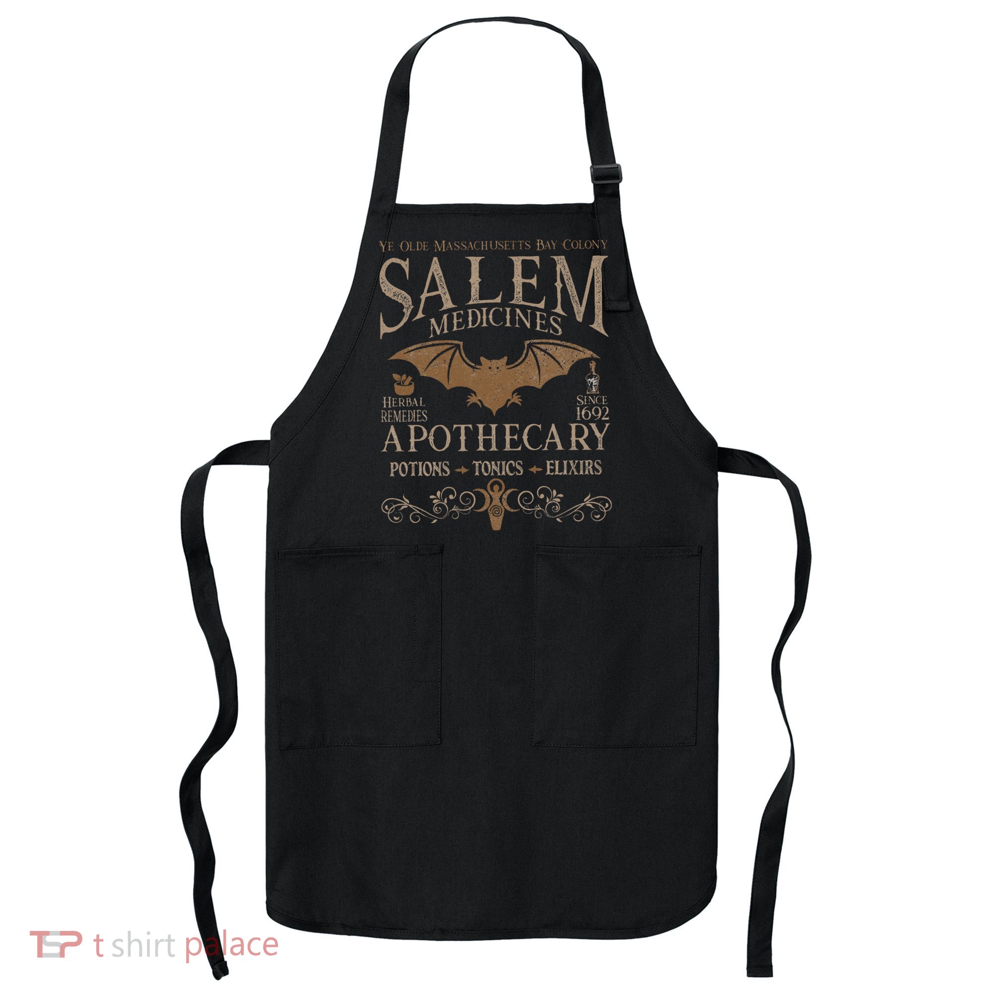 Salem Apothecary Herbalist Witch Wiccan Beige Bat Apron