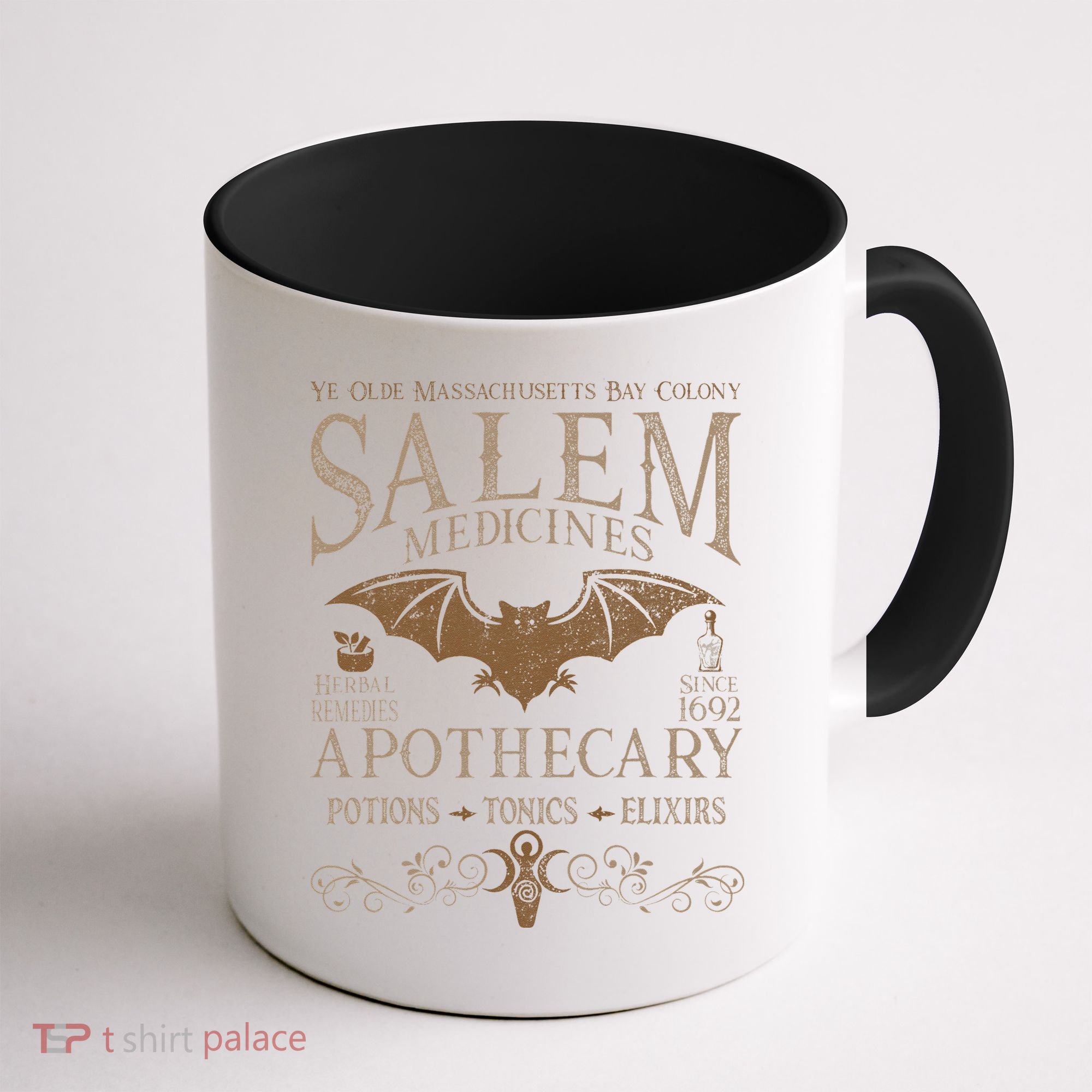 Salem Apothecary Herbalist Witch Wiccan Beige Bat Coffee Mug