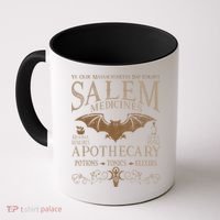 Salem Apothecary Herbalist Witch Wiccan Beige Bat Coffee Mug thumb 0