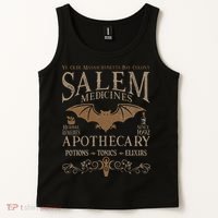 Salem Apothecary Herbalist Witch Wiccan Beige Bat Tank Top thumb 2