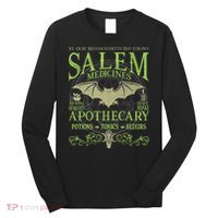 Salem Apothecary Herbalist Witch Wiccan Green Bat Long Sleeve Shirt thumb 0