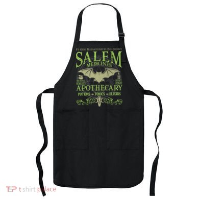 Salem Apothecary Herbalist Witch Wiccan Green Bat Apron