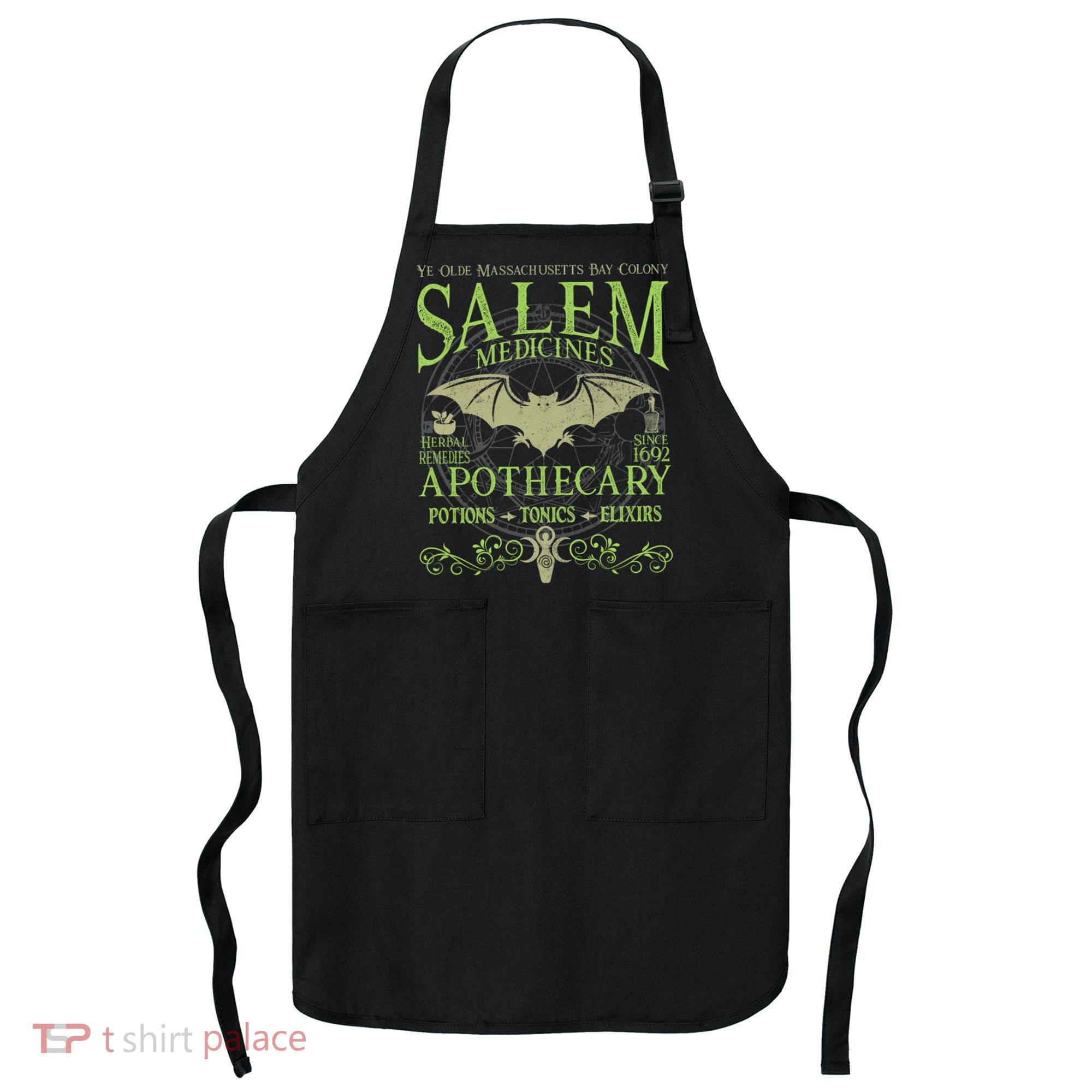 Salem Apothecary Herbalist Witch Wiccan Green Bat Apron