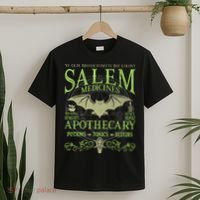 Salem Apothecary Herbalist Witch Wiccan Green Bat T-Shirt thumb 2