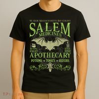 Salem Apothecary Herbalist Witch Wiccan Green Bat T-Shirt thumb 3