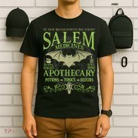 Salem Apothecary Herbalist Witch Wiccan Green Bat T-Shirt thumb 6