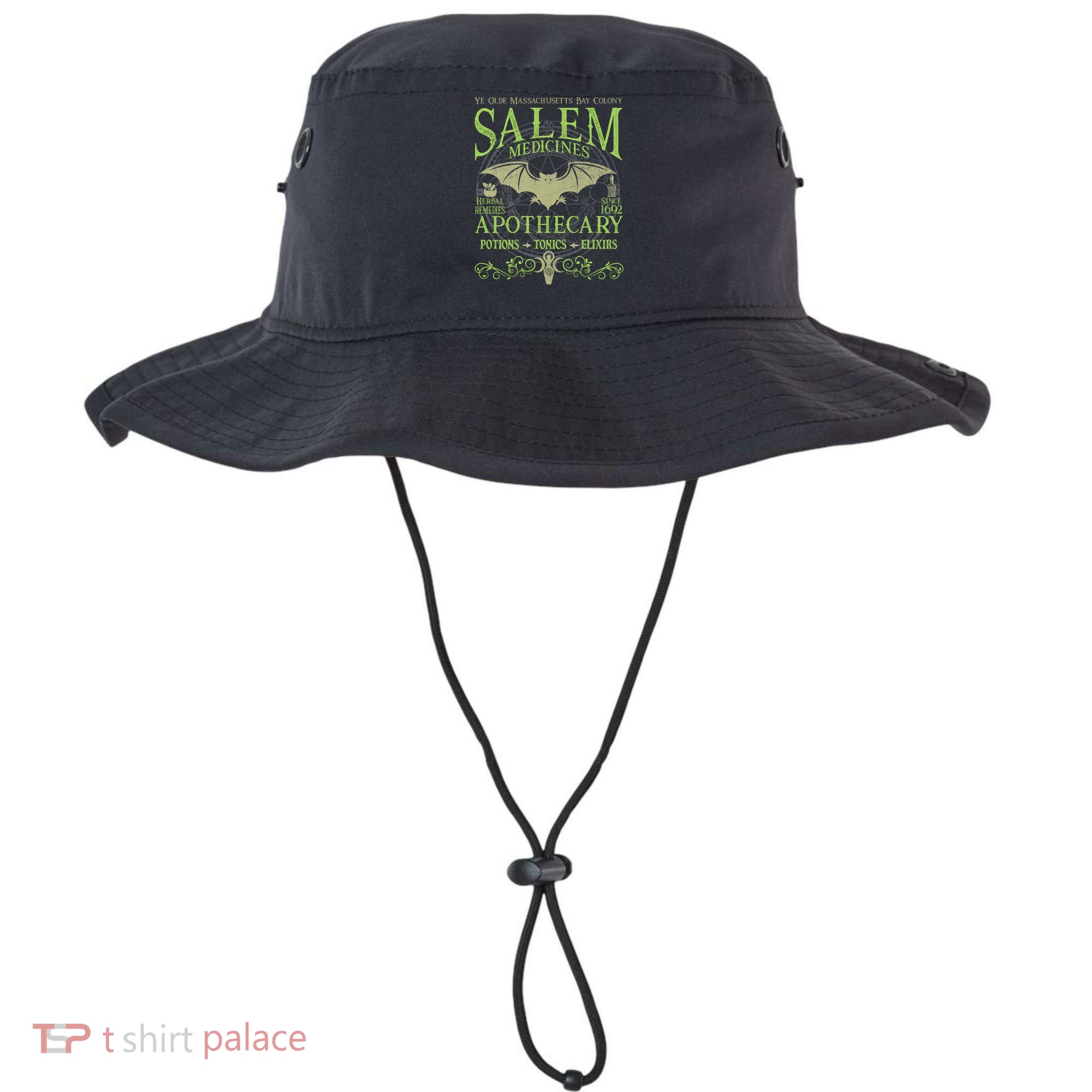 Salem Apothecary Herbalist Witch Wiccan Green Bat Bucket Hat