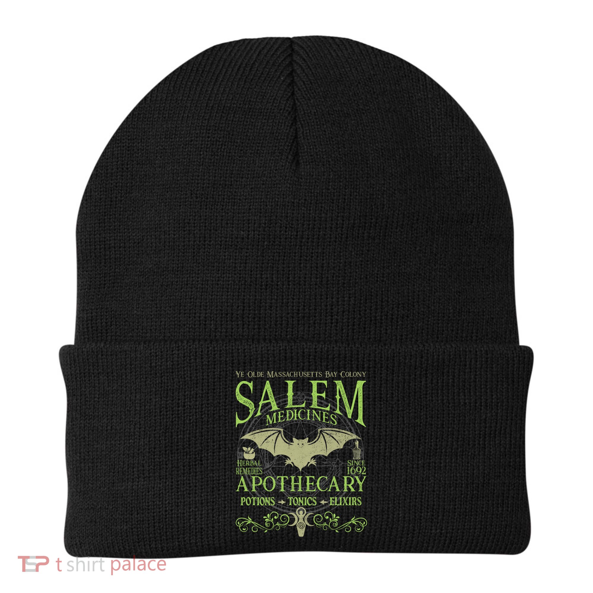 Salem Apothecary Herbalist Witch Wiccan Green Bat Beanie