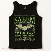 Salem Apothecary Herbalist Witch Wiccan Green Bat Tank Top thumb 2
