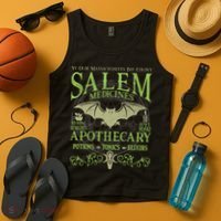 Salem Apothecary Herbalist Witch Wiccan Green Bat Tank Top thumb 4