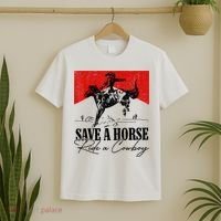 Save A Horse Ride A Cowboy Skeleton Country Skull Western T-Shirt thumb 2