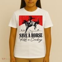 Save A Horse Ride A Cowboy Skeleton Country Skull Western T-Shirt thumb 4