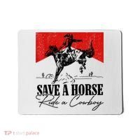 Save A Horse Ride A Cowboy Skeleton Country Skull Western Mousepad thumb 0