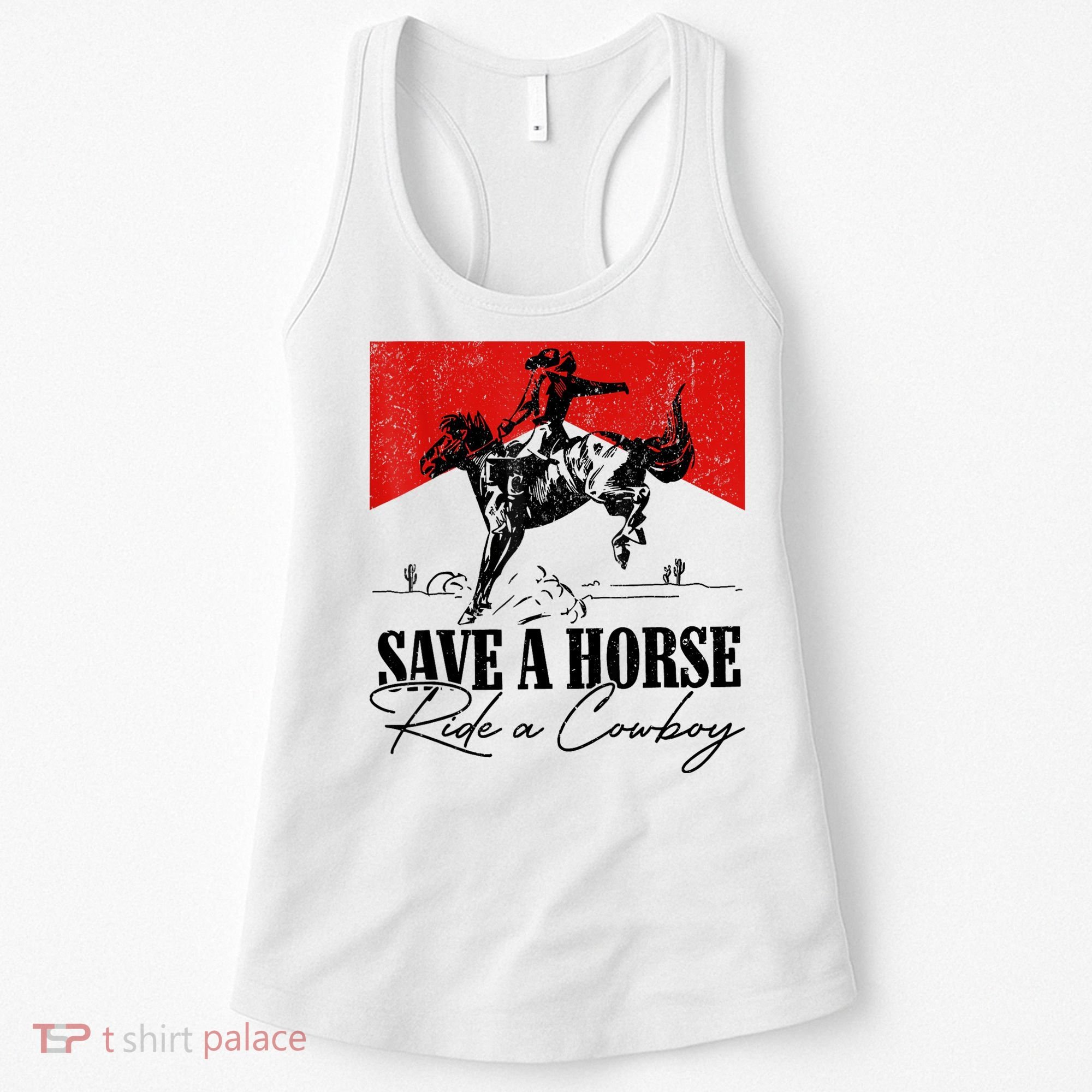 Save A Horse Ride A Cowboy Skeleton Country Skull Western Women's Tank Top